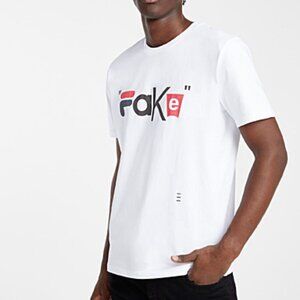 BNWT SS20 REILLY "FAKE" DESIGNER COLLAGE TSHIRT L